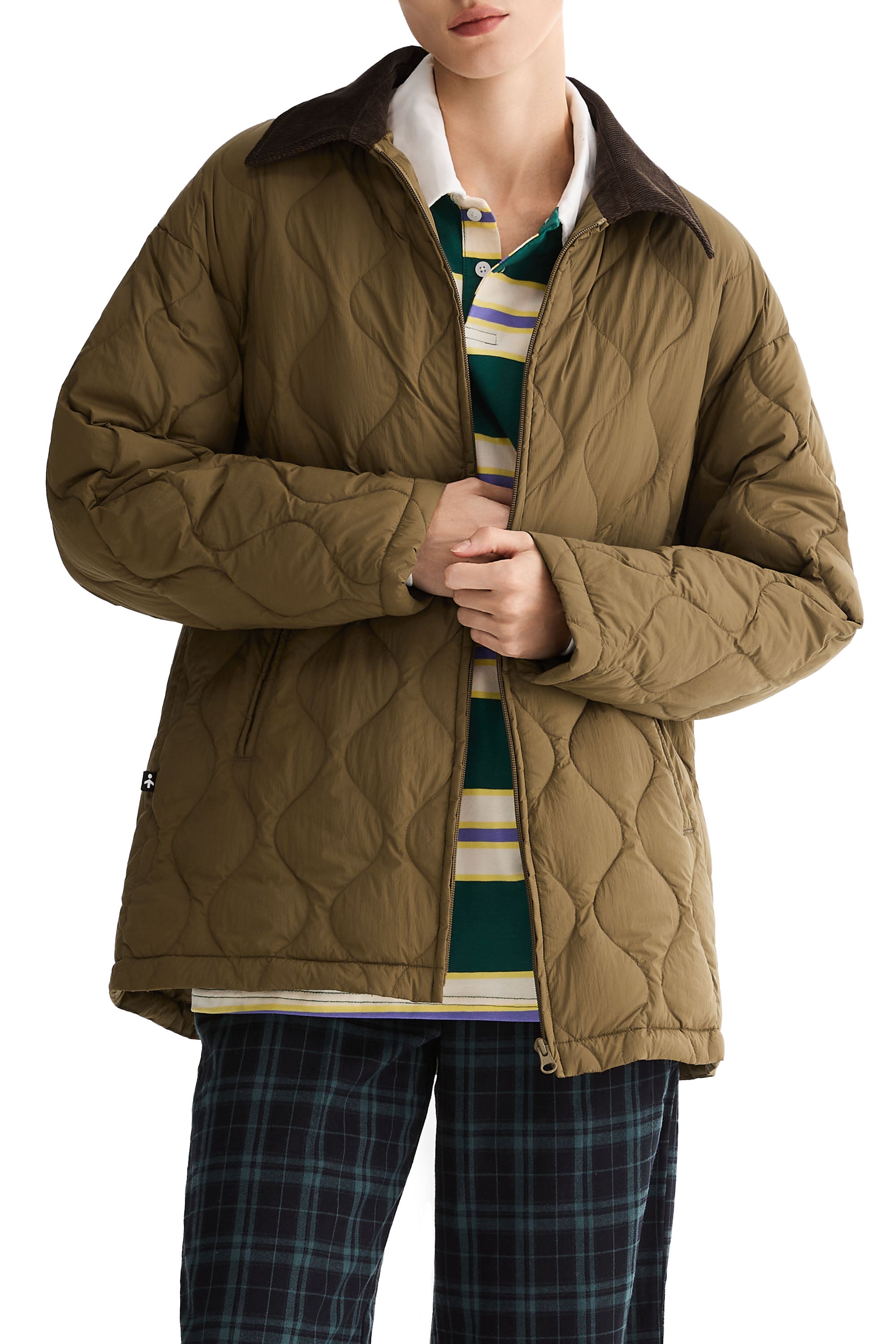 Straight Cut Lightweight Down Jacket orolay #color_coffee