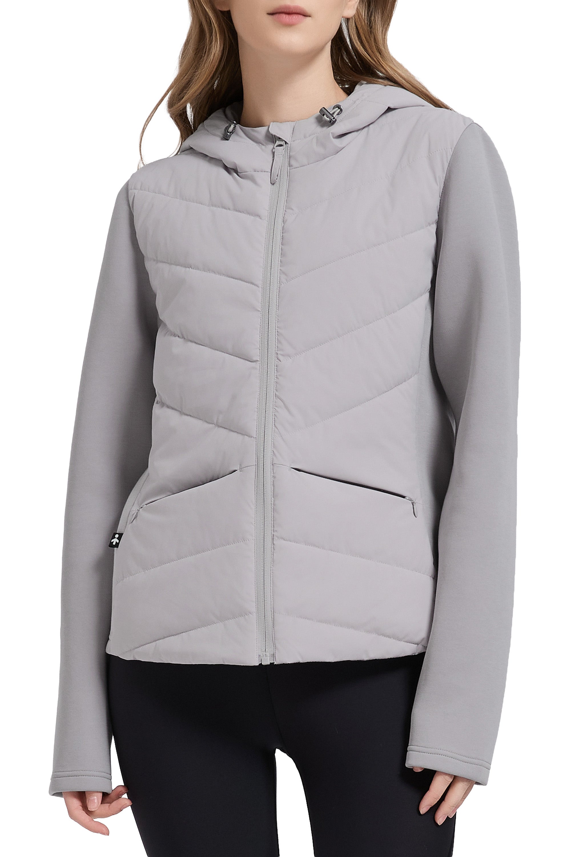 Structured Paneled Puffer Jacket with Hood #color_gray