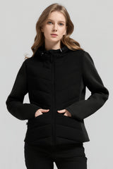 Structured Paneled Puffer Jacket with Hood #color_black