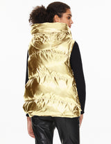 Orolay-092 Cosmos Cropped Chrome Down Vest-#color_Metallic Golden