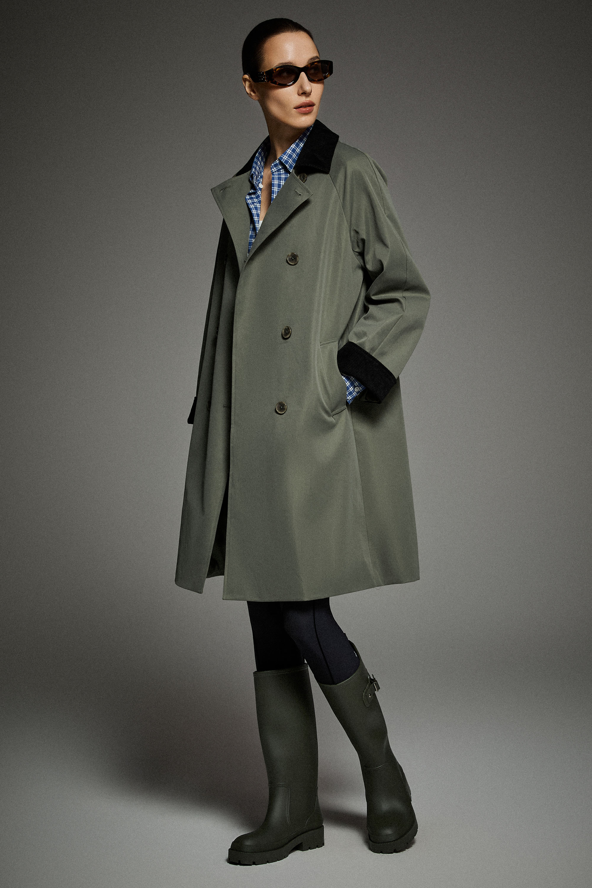 Casual Oversized Trench Coat Orolay #color_green