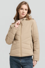 Flattering Quilted Puffer Lightweight Jacket with Hood #color_khaki