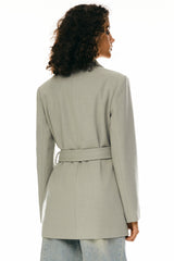 Wool Blend Mid-Length Lapel Coat - Slim Fit orolay #color_gray