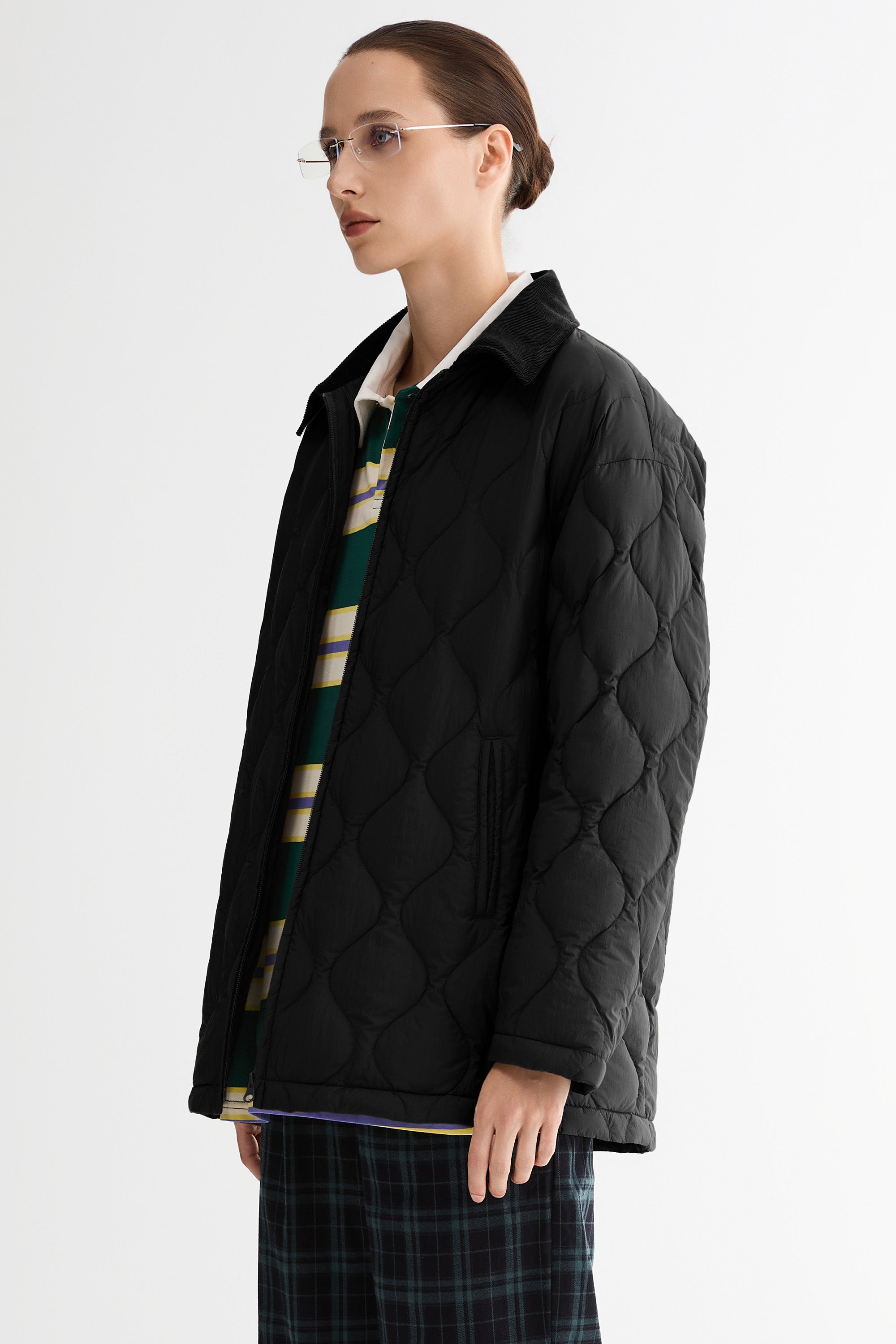 Straight Cut Lightweight Down Jacket orolay #color_black