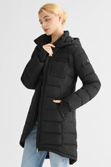 Orolay Slant Pocket Zip up Puffer Down Coat women #color_black