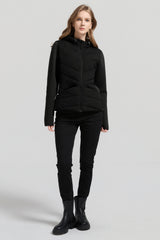 Structured Paneled Puffer Jacket with Hood #color_black