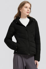 Flattering Quilted Puffer Lightweight Jacket with Hood #color_black
