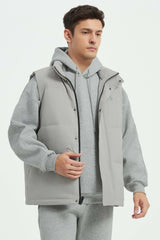 Zip Up Stand Collar Down Vest OROLAY #color_gray