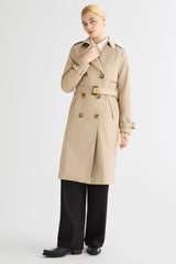 women 3/4 Belted Double-Breasted Trench from Orolay - #color_Frosted Almond