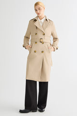 women 3/4 Belted Double-Breasted Trench from Orolay - #color_Frosted Almond