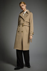women 3/4 Belted Double-Breasted Trench from Orolay - #color_Frosted Almond