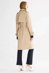 Trench-women 3/4 Belted Double-Breasted Trench from Orolay - #color_Frosted Almond
