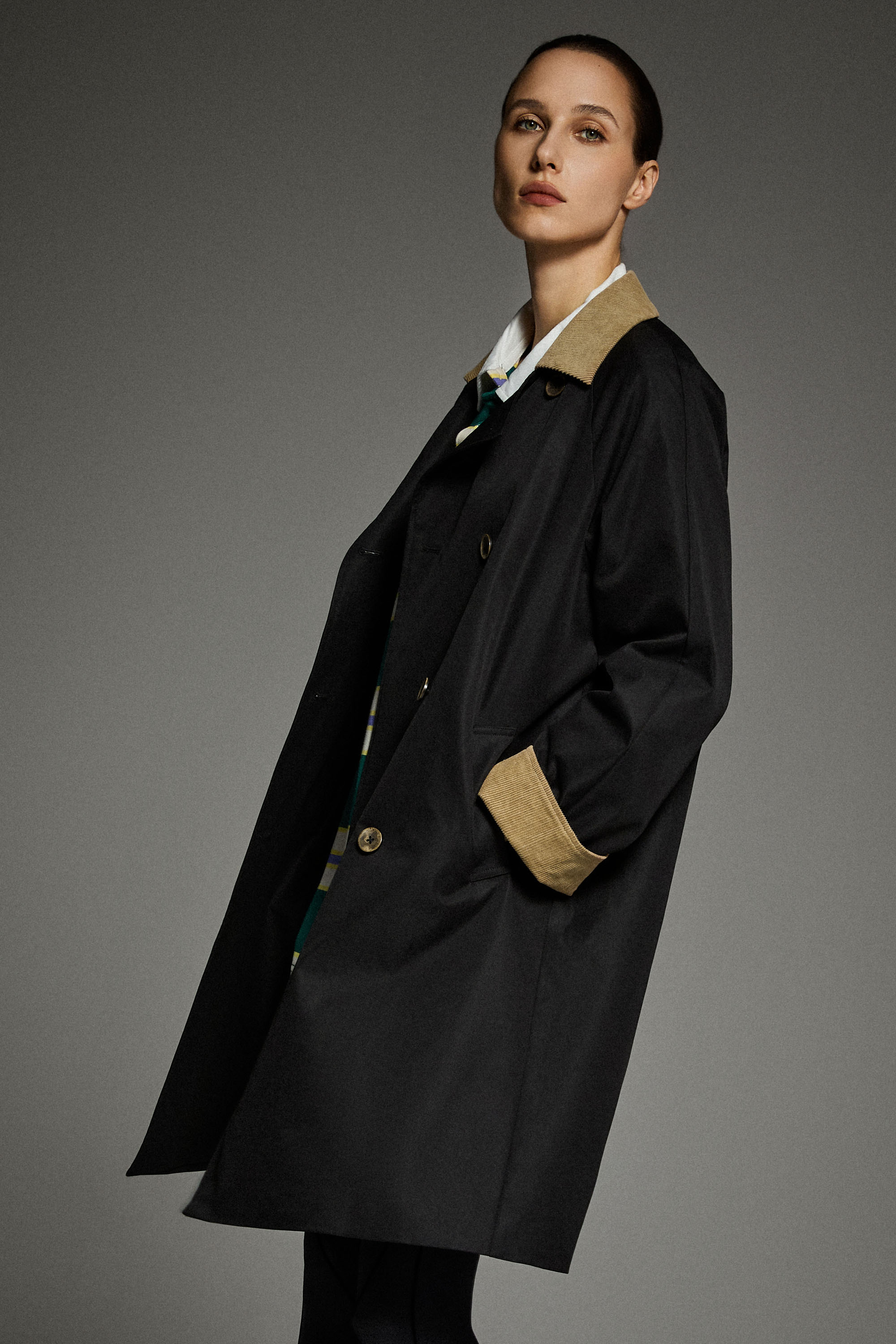 Casual Oversized Trench Coat Orolay #color_black
