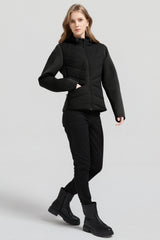 Structured Paneled Puffer Jacket with Hood #color_black