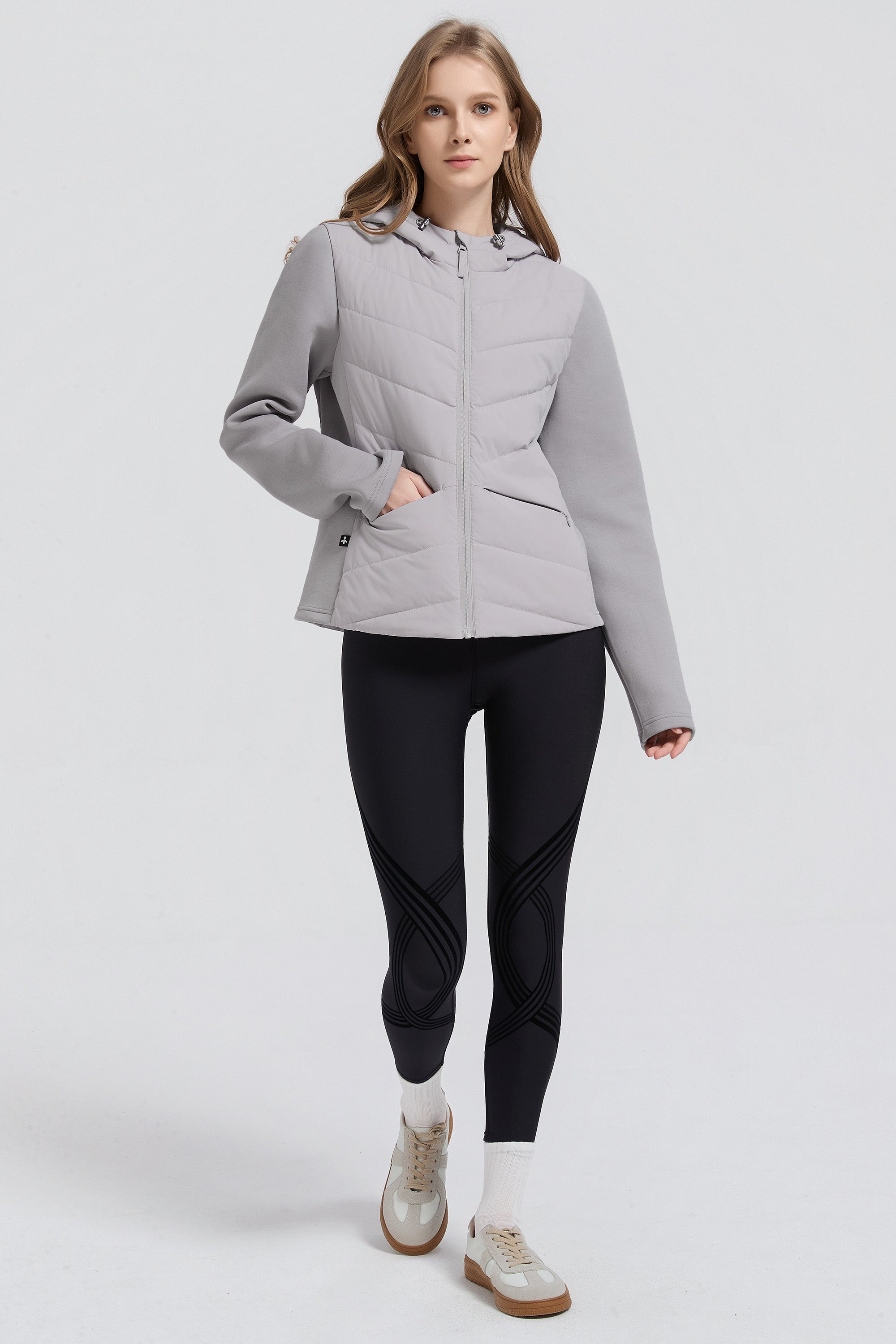 Structured Paneled Puffer Jacket with Hood #color_gray