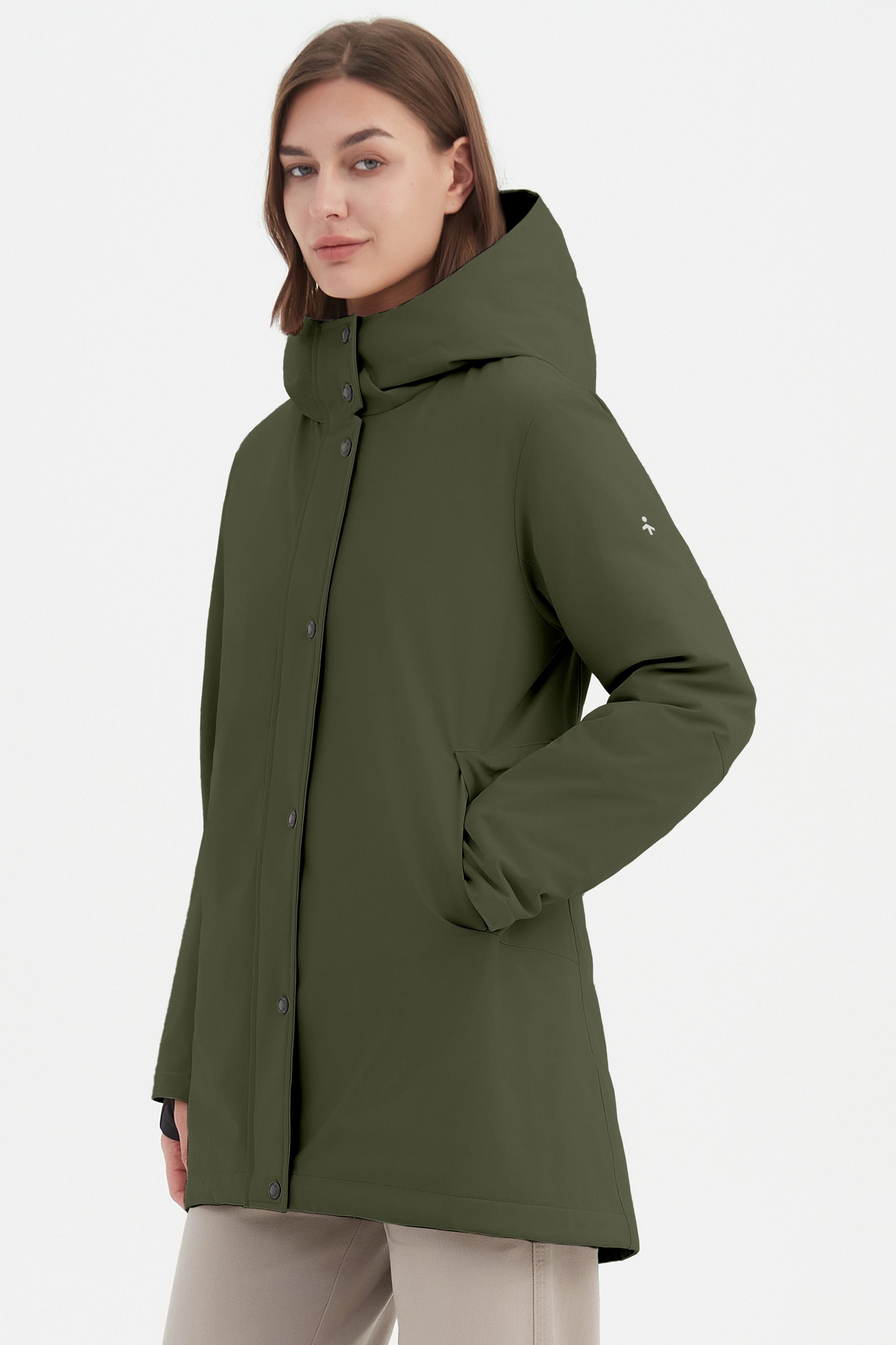Orolay Hooded Winter Long Down Parka #color_dark green