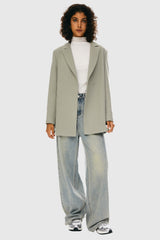 Wool Blend Mid-Length Lapel Coat - Slim Fit orolay #color_gray