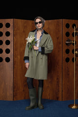 Casual Oversized Trench Coat Orolay #color_green