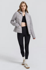 Structured Paneled Puffer Jacket with Hood #color_gray