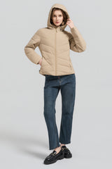 Flattering Quilted Puffer Lightweight Jacket with Hood #color_khaki