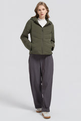Flattering Quilted Puffer Lightweight Jacket with Hood #color_olive