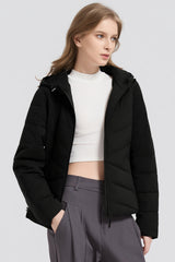 Flattering Quilted Puffer Lightweight Jacket with Hood #color_black