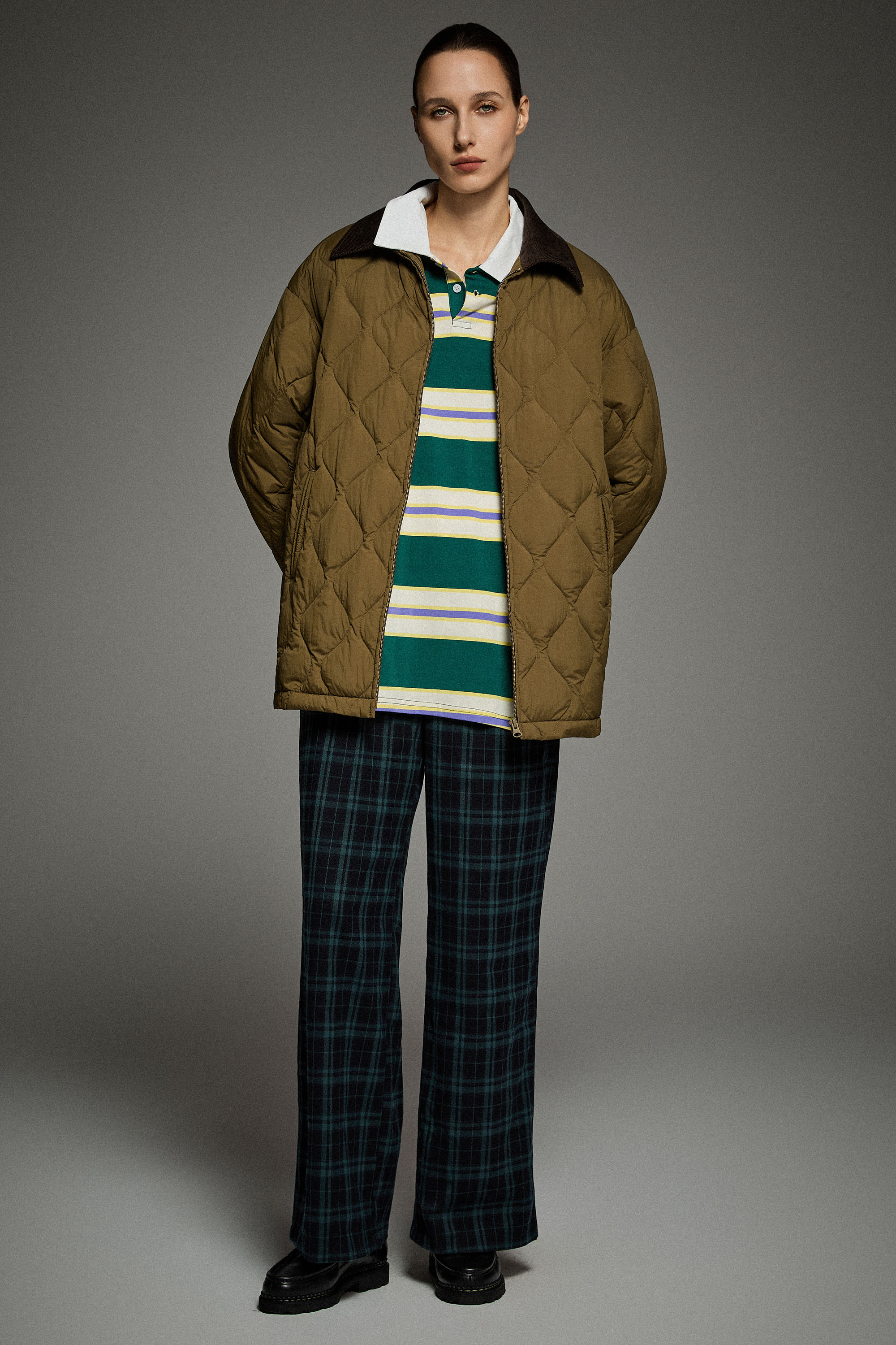 Straight Cut Lightweight Down Jacket orolay #color_coffee