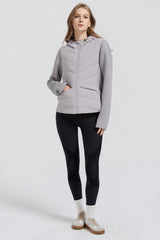 Structured Paneled Puffer Jacket with Hood #color_gray
