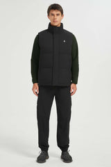 Zip Up Stand Collar Down Vest OROLAY #color_black