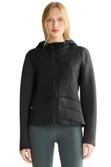 Structured Paneled Puffer Jacket with Hood #color_black