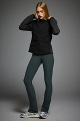 Structured Paneled Puffer Jacket with Hood #color_black