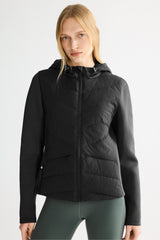 Orolay Structured Paneled Puffer Jacket with Hood #color_black