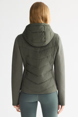 Orolay Structured Paneled Puffer Jacket with Hood #color_olive