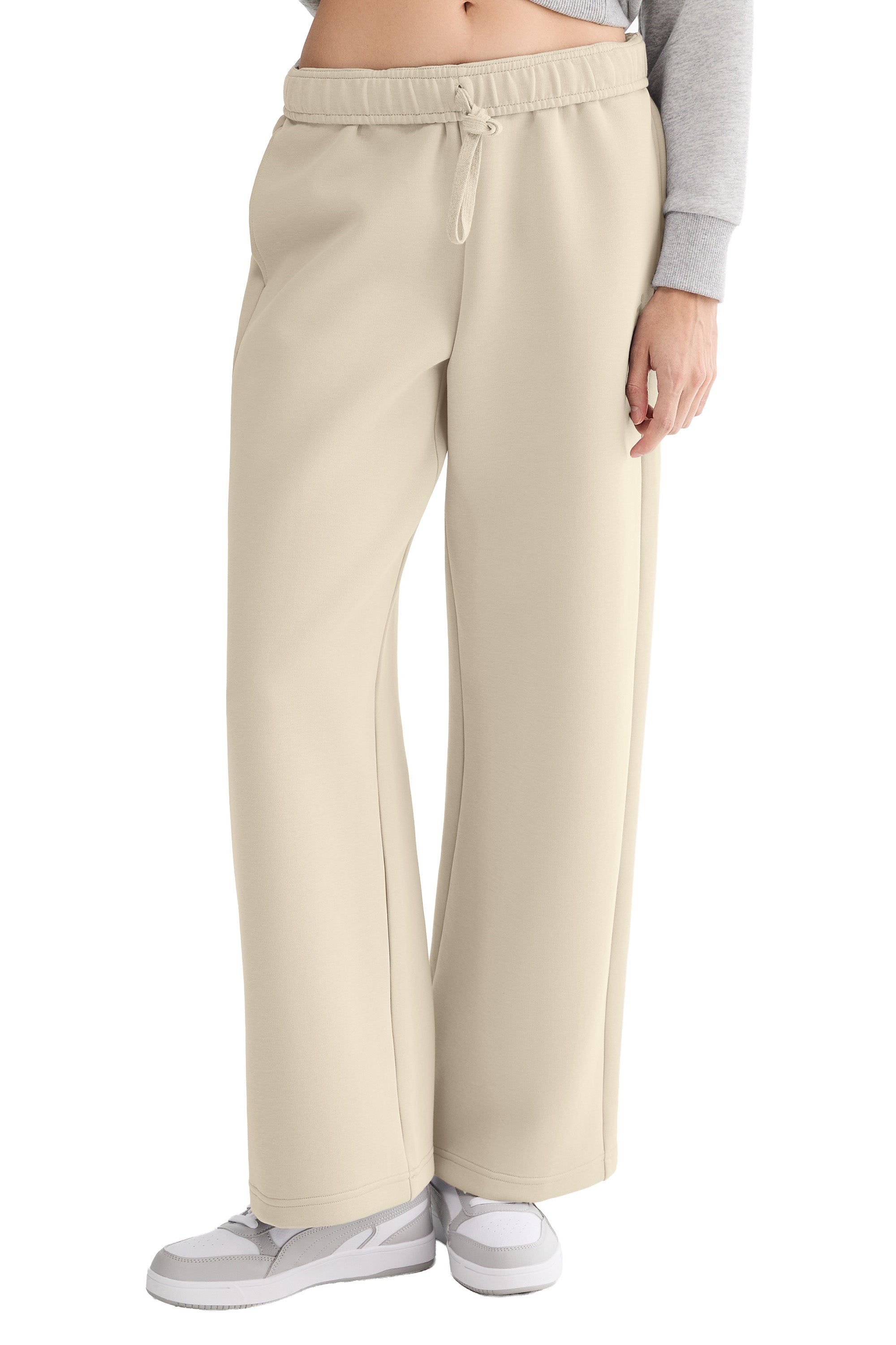 OROLAY Air Layer Wide-Leg Sweatpants #color_khaki