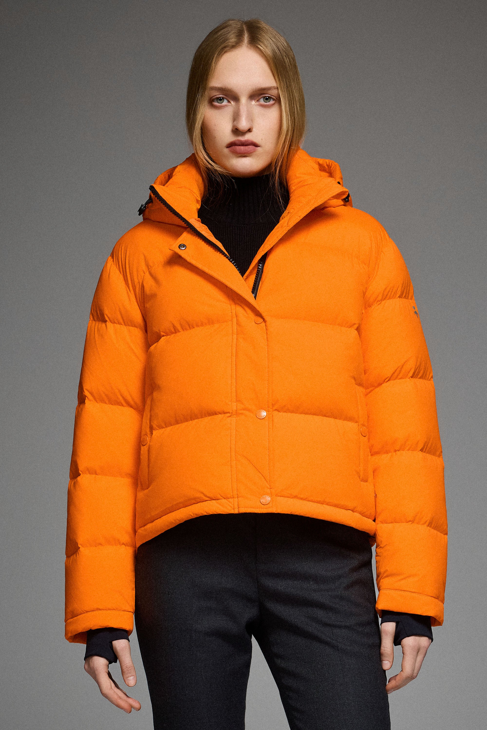 Orolay-Aurora Cropped Thermal Puffer-#color_Bright Marigold