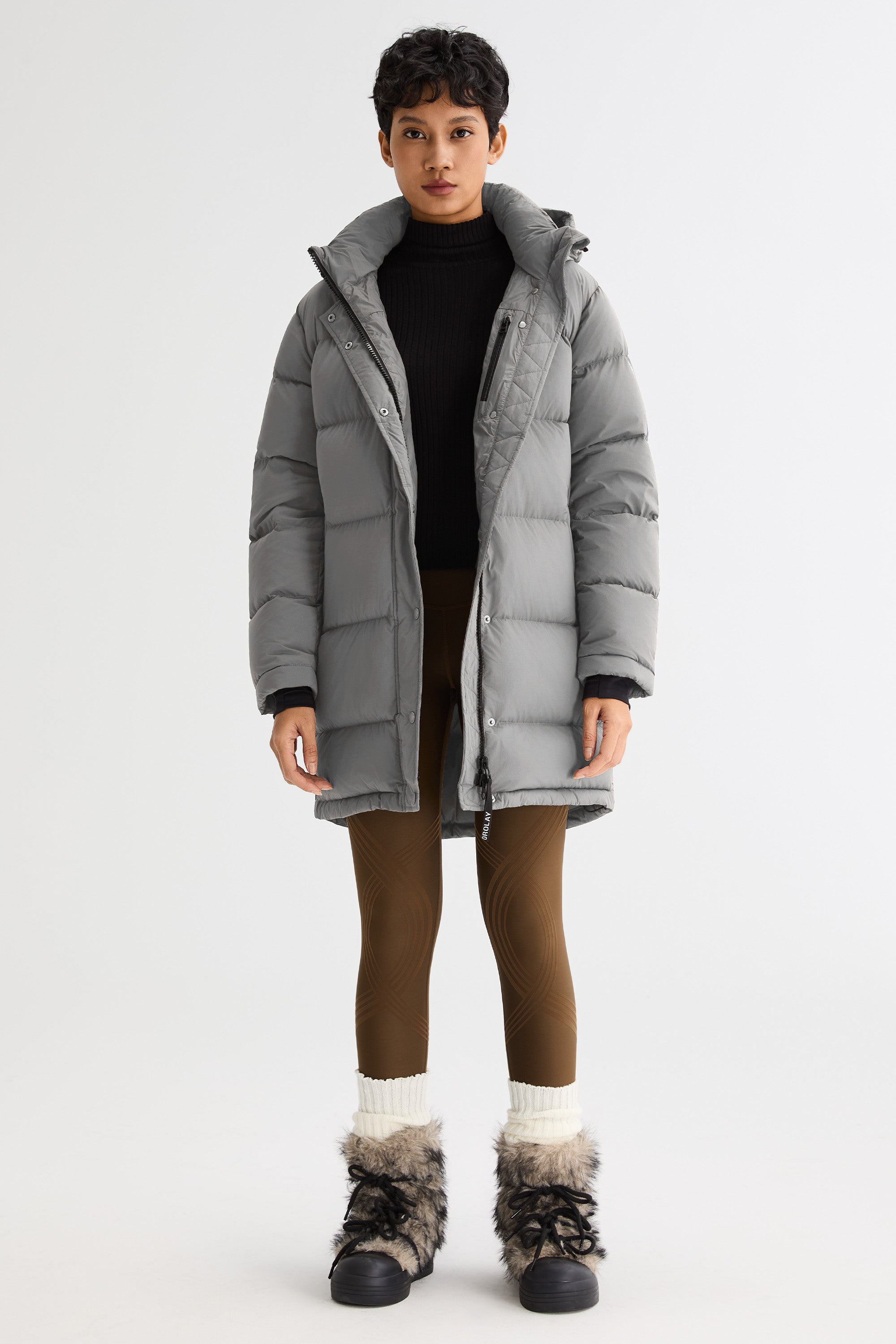 Orolay-Aurora Detachable Hood Down Puffer-#color_gray