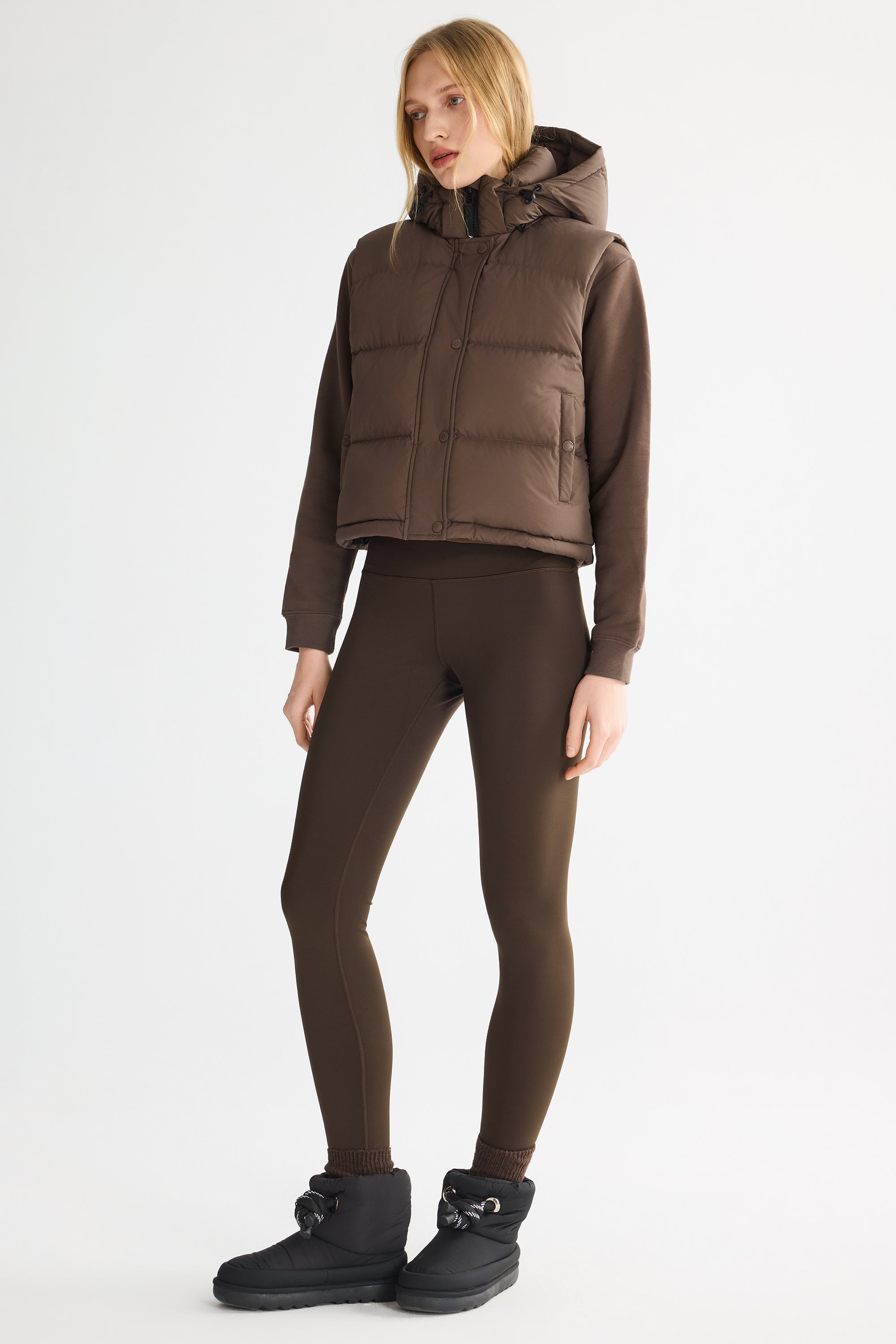 Orolay-Aurora Hooded Puffer Vest-#color_Coffee