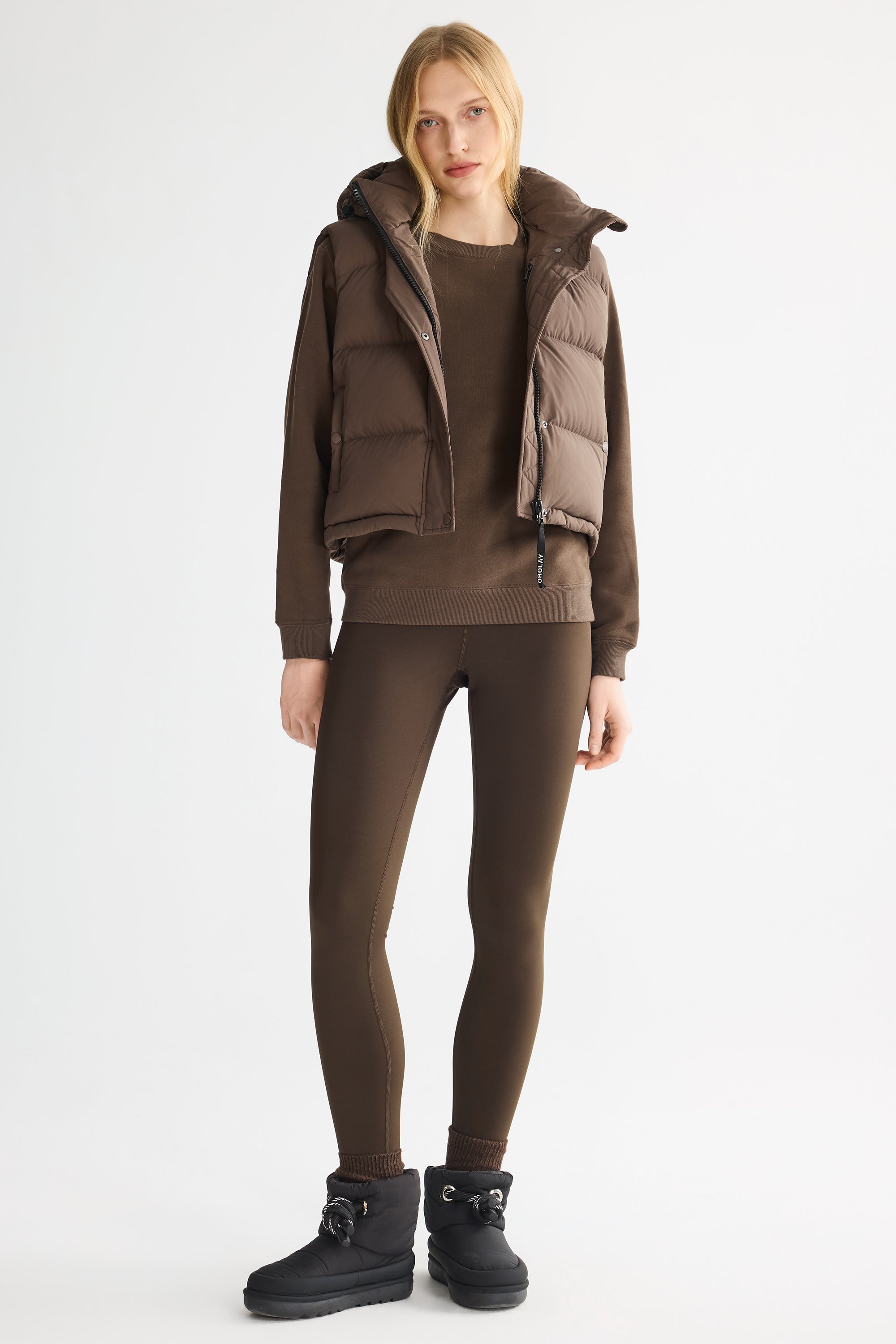 Orolay-Aurora Hooded Puffer Vest-#color_Coffee