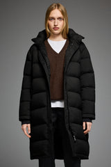 Orolay-Aurora Long Detachable Hooded Down jacket-#color_Black