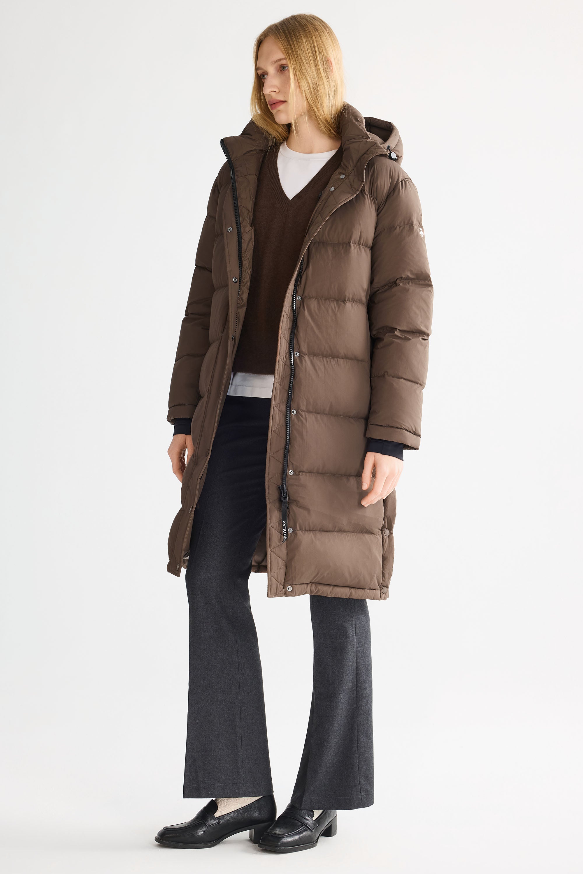 Orolay-Aurora Long Detachable Hooded Down jacket #color_coffee