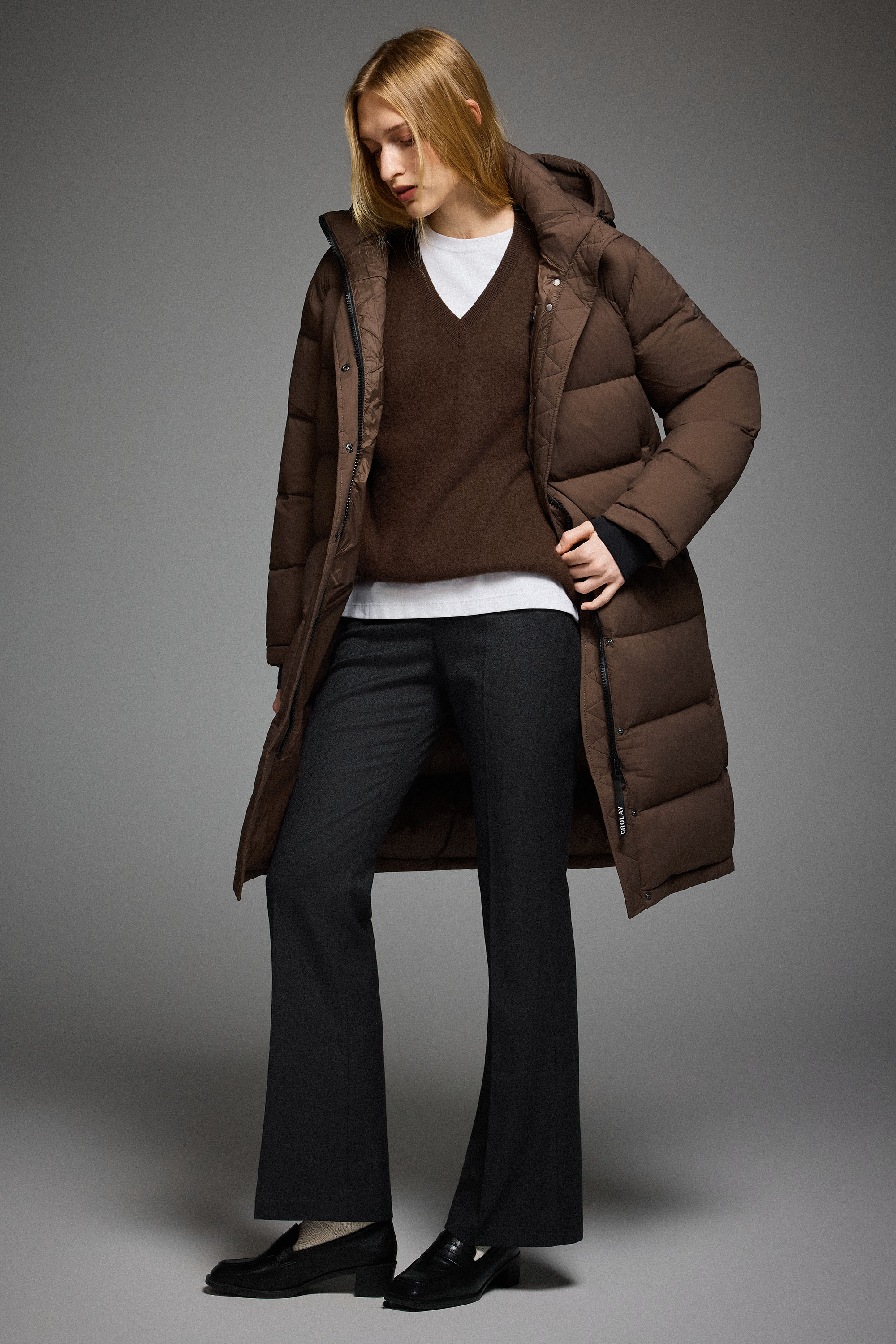 Orolay-Aurora Long Detachable Hooded Down jacket #color_coffee