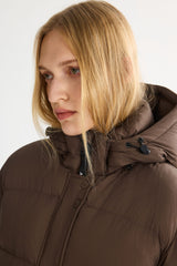 Orolay-Aurora Long Detachable Hooded Down jacket #color_coffee