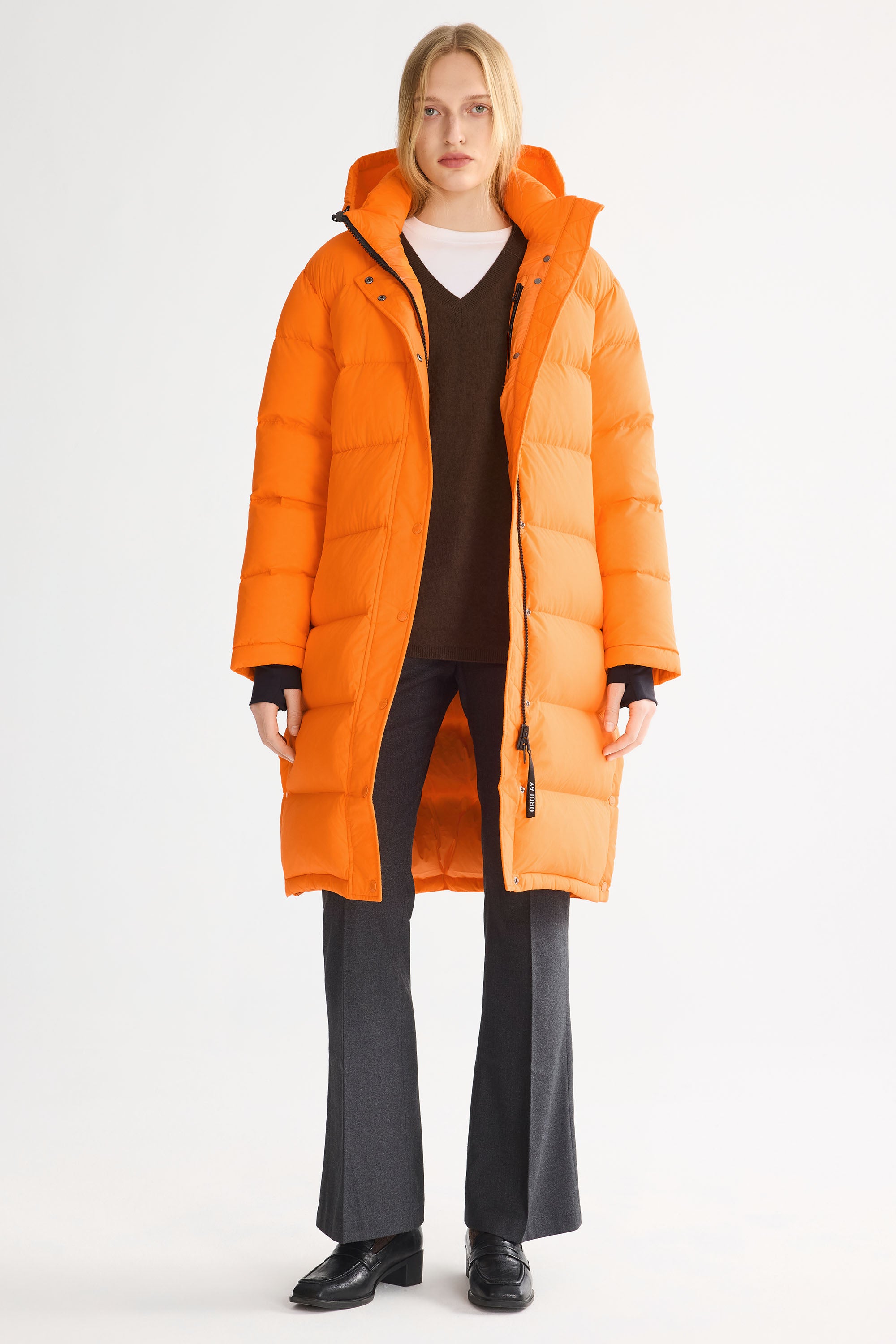 Orolay-Aurora Long Detachable Hooded Down Parka-#color_Bright Marigold