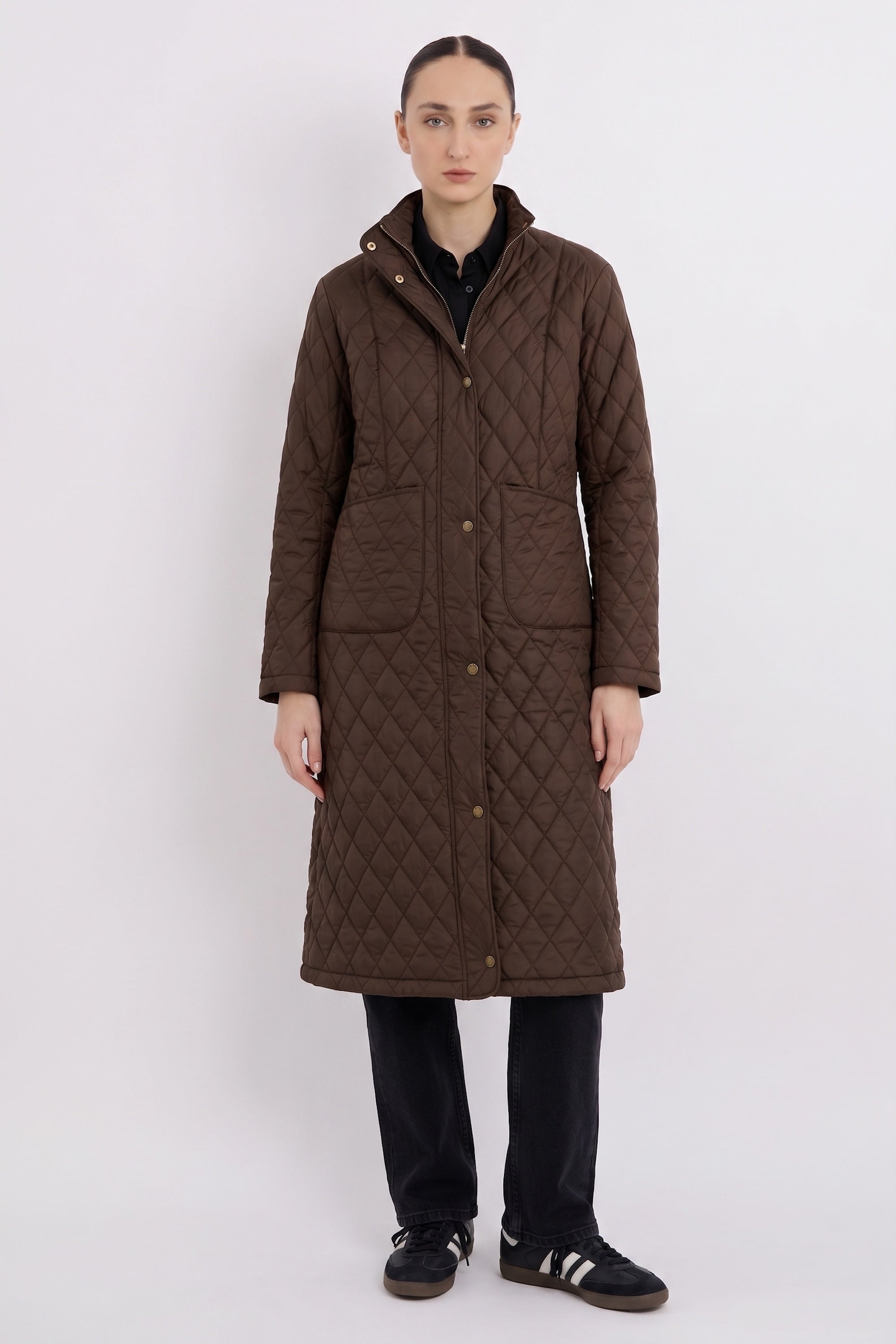 BarnForm Long Lightweight Trench Jacket #color_coffee