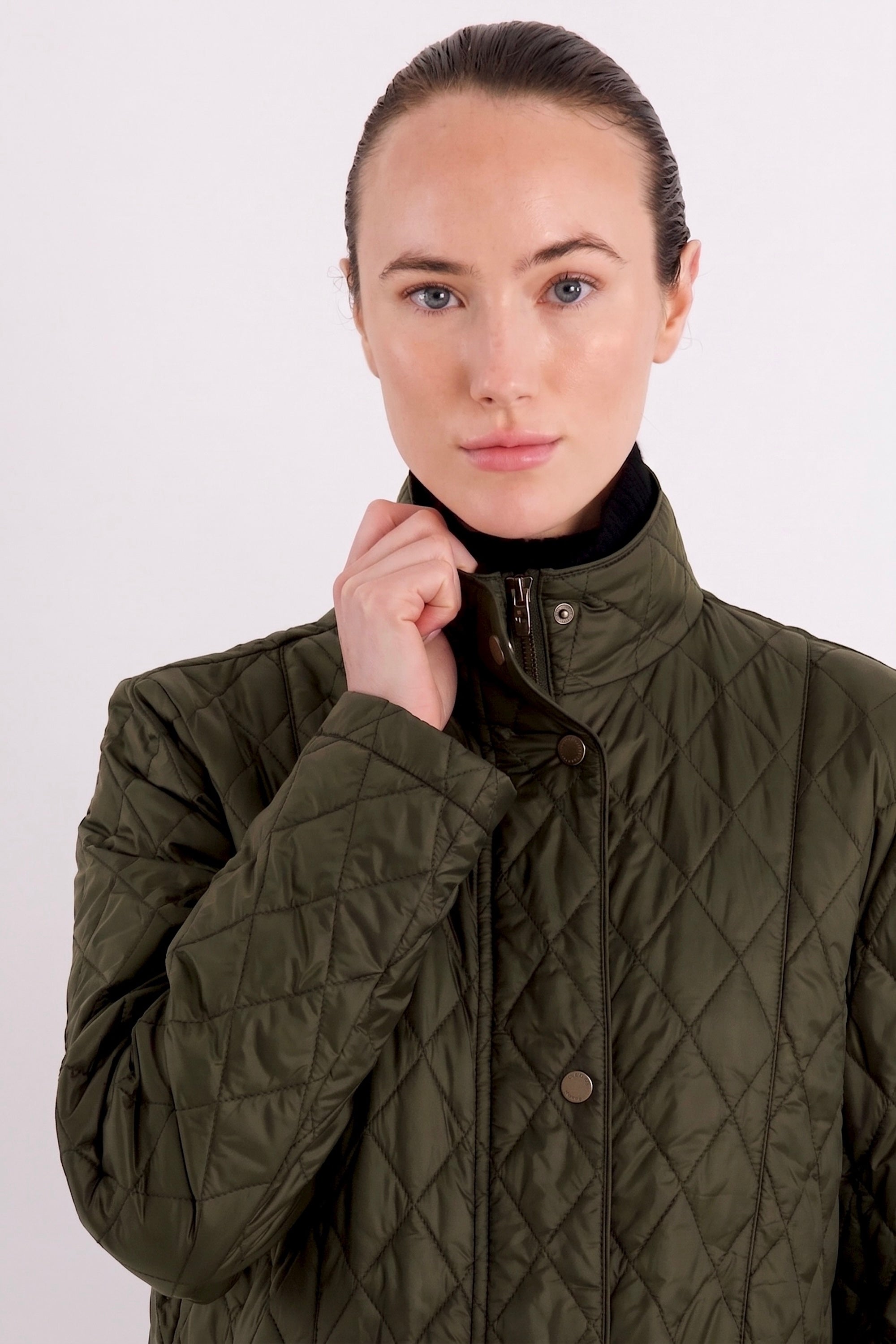 BarnForm Long Lightweight Trench Jacket #color_olive