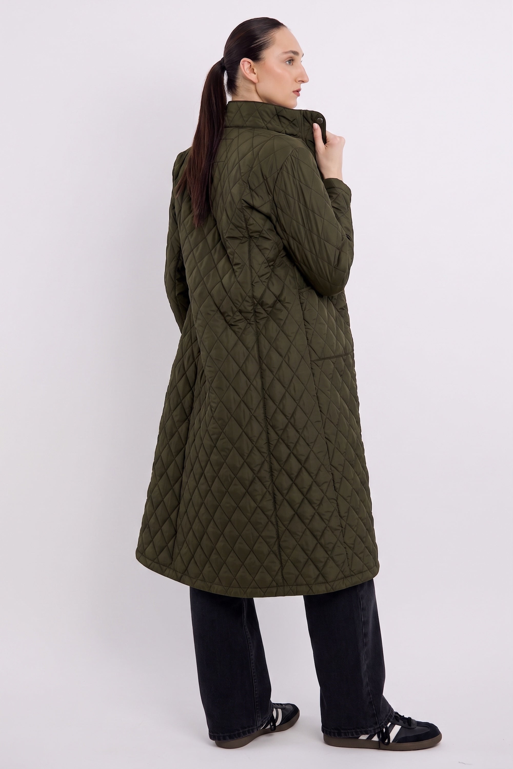 BarnForm Long Lightweight Trench Jacket #color_olive