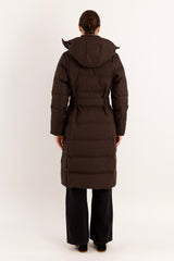 Full-Length Belted Hooded Down Jacket Orolay #color_coffee