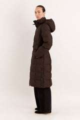 Full-Length Belted Hooded Down Jacket Orolay #color_coffee