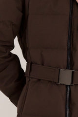 Full-Length Belted Hooded Down Jacket Orolay #color_coffee