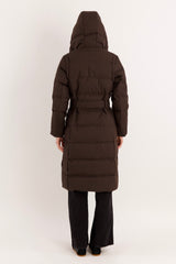 Full-Length Belted Hooded Down Jacket Orolay #color_coffee